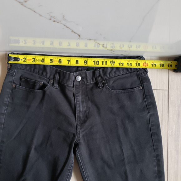 J Crew Jeans Womens 32R Matchstick Black Straight Leg Stretch Dark Wash Denim - Picture 5 of 9